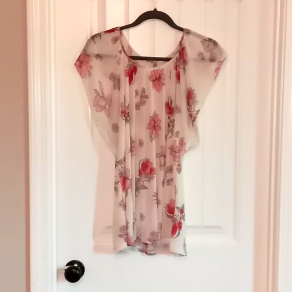 Sheer Stretchy Floral Blouse